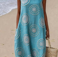 Printed Ladies Long-sleeved Round Neck Dress