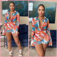 Women's Split Flared Sleeve Stretch Jumpsuit