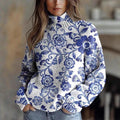 Womens Floral-Print Turtleneck Sweater