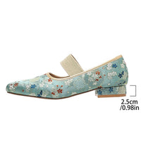Chunky Heel Embroidery Women's Pumps