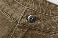 Men's Washed And Worn Raw Edge Denim Shorts