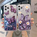 Purple Butterfly Chrysanthemum Daisy Glitter Quicksand Shell