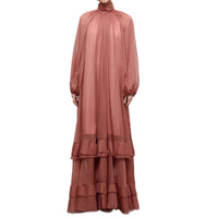 Womens Fashion Ruffle-Trim High-Neck Long-Sleeve Dress