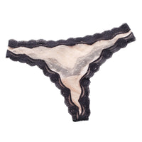 Sexy Lace Women's Transparent Mesh Patchwork Contrasting Color Thong Pants