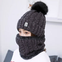 Creative warm wool hat lady outdoor cold two piece knitted hat scarf factory wholesale Korean combination