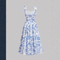 Women's Fashionable Slim-Fit Printed Strap Dress