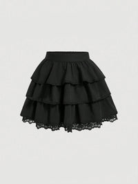 Women's Pure Color Ruffles High Waist Bubble Skirt