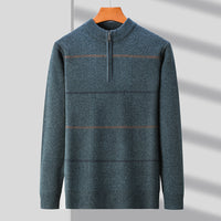 Mens Stand-Up Collar Long-Sleeve Half-Zip Knit Sweater