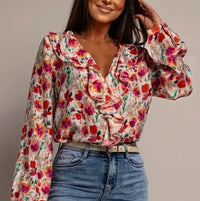 SpringSummer Western-style Fashionable Printed Blouse For Women