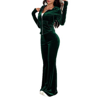 New Stylish Two-piece Set Featuring A Zip-up Hoodie And Flared Pants