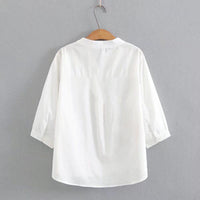 Loose Cotton Linen Top Three-quarter Color Shirt