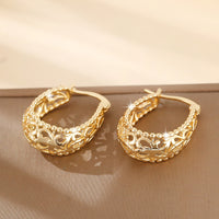 Elegant And Retro Geometric Hollowed-out Pattern Large Ear Rings In European And American Style