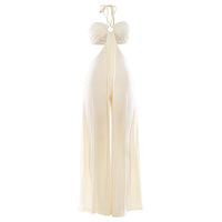 Loose Lace Up Hanging Neck Hollow Jumpsuit
