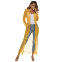 Women's Thin Woven Sweater Sheer Cutout Long