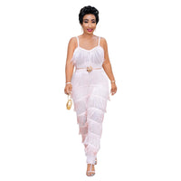 Plus Size Suspenders Women's Fringed Jumpsuit