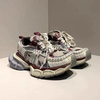 Womens Strappy Retro Chunky Elevating Fashion Sneakers
