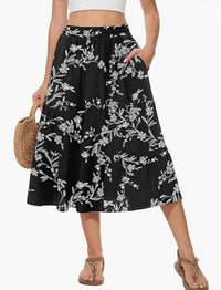 Bestselling Floral-print Vacation Casual Skirt With Real Pockets