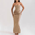 Tube-top Pleated Patchwork Dress For Women