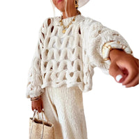 Women's Casual Leisure Vacation Beach Long Sleeve Sweater Pullover