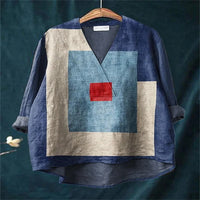 Lapel Long Sleeve Shirt Retro Line Polka Dot Top