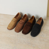 Women's Sheepskin Pumps With Square Toes And Retro Round Toes