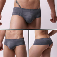 Low Waist Men's Underwear Printed U Convex Mesh Breathable