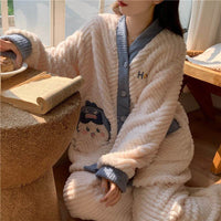 Winter Thickened Plus Size Keep Warm Coral Velvet Pajamas Women
