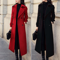 Women's Coat Woolen Extended Suit Collar Trench Coat