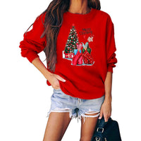 Merry Christmas Sweater Crew-Neck Red Long-Sleeve Pullover