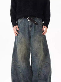American Retro Distressed Deconstructed Washed Machete Jeans For Men And Women