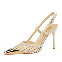 Sleek Metallic Pointed-toe Slingback Heels