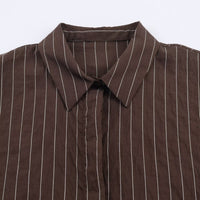 European And American Fashionable Buckle-decorated Striped Shirt