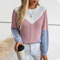 Contrast Color Twisted Women's Sweater Retro Loose Top