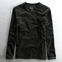 Crew-neck Solid-color Bamboo-cotton Japanese-style Men's Cotton T-shirt