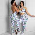 Sexy backless hip print jumpsuit