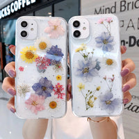 Ins Real Flower Dried Flower Glue Mobile Phone Case Soft Shell Protective Cover