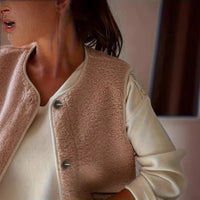 Womens Front-button Closure And Pocket Details Casual Blazer Vest