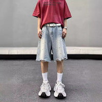 Ripped Frayed-edge Loose-fit Casual Versatile Denim Shorts