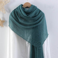Solid Color Pleated Cotton And Linen Scarf Monochrome Women's Hair Towel Crumpled Burrs