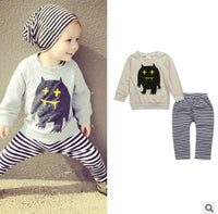 European and American baby clothes spring and autumn long-sleeved T-shirt letter print stripe set