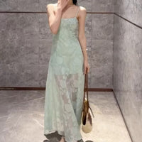 Mint-green Sleeveless Slip Dress For Women Summer Style