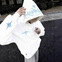 High-Street Embroidered Loose-Fit Hoodie Coat
