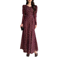 Womens Polka-Dot Fashionable Slimming Long-Sleeve Dress