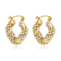 Fashionable Light-luxury Fully Diamond-encrusted Copper-plated Oval Earrings For Women