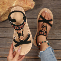 New Large Size Flat Bottom Ultra-light Sole Beaded Sandals