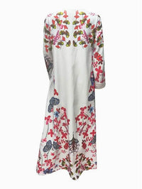 Elegant Floral Print Long Sleeve Abaya Dress
