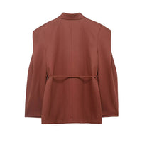 Women's Long-sleeved Suit Jacket With Wide Shoulder Strap And Suit Collar