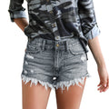 Ripped Stretch Denim Womens High-Waist Shorts
