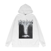 Abstract Printing Loose Hooded Sweater Men