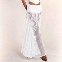 Lace-Panel Low-Waist Bodycon Maxi Dress Versatile And Slimming